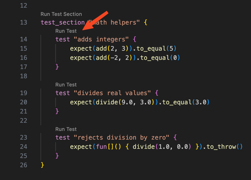 The Workshop editor shows a Run Test CodeLens above an Aleph test block