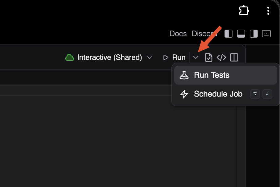 The Workshop editor action menu includes Run Tests for the active Aleph file