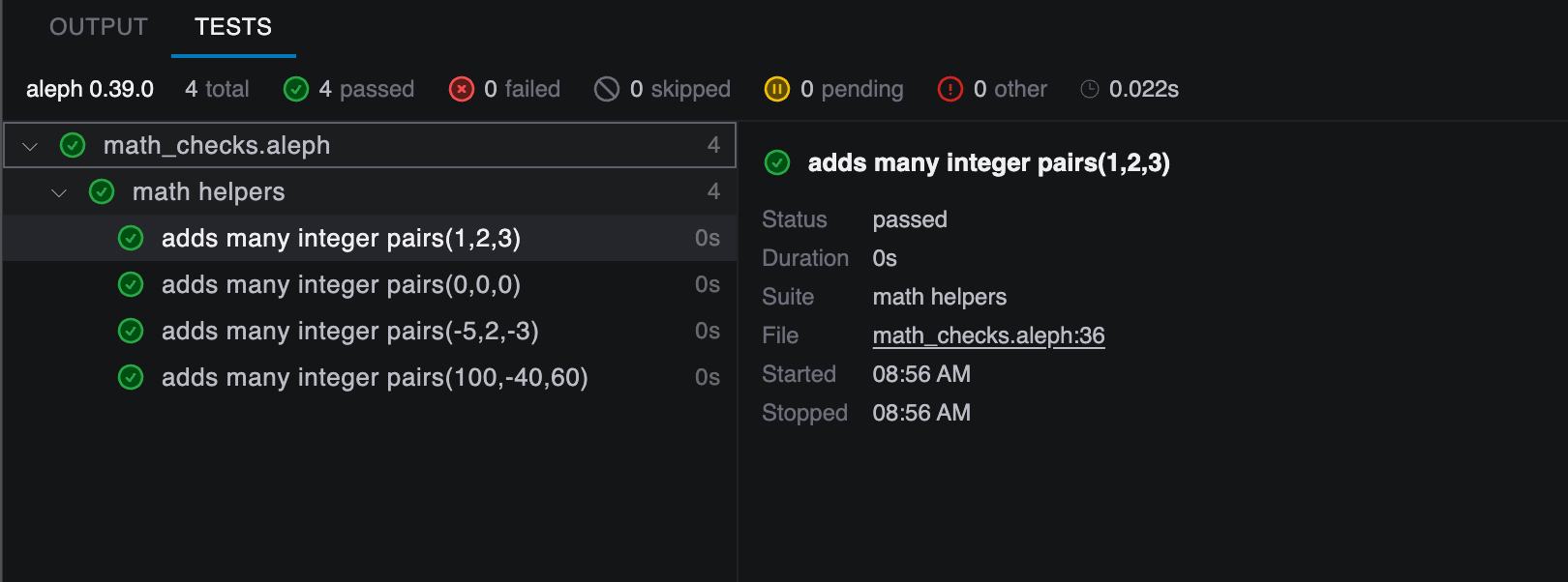 The Workshop Tests panel shows cases expanded